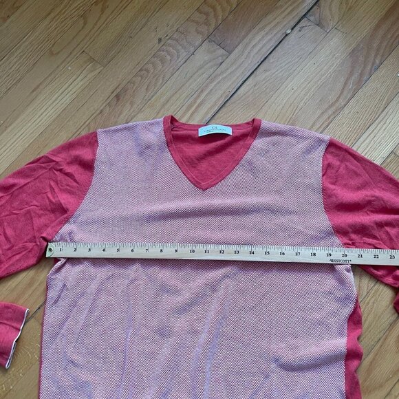 CH Carolina Herrera V-Neck Knit Sweater Men Large Pink White College Casual Work - Picture 8 of 10